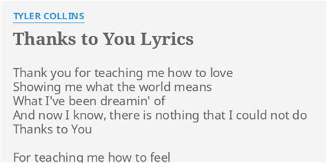 tyler collins thanks to you lyrics